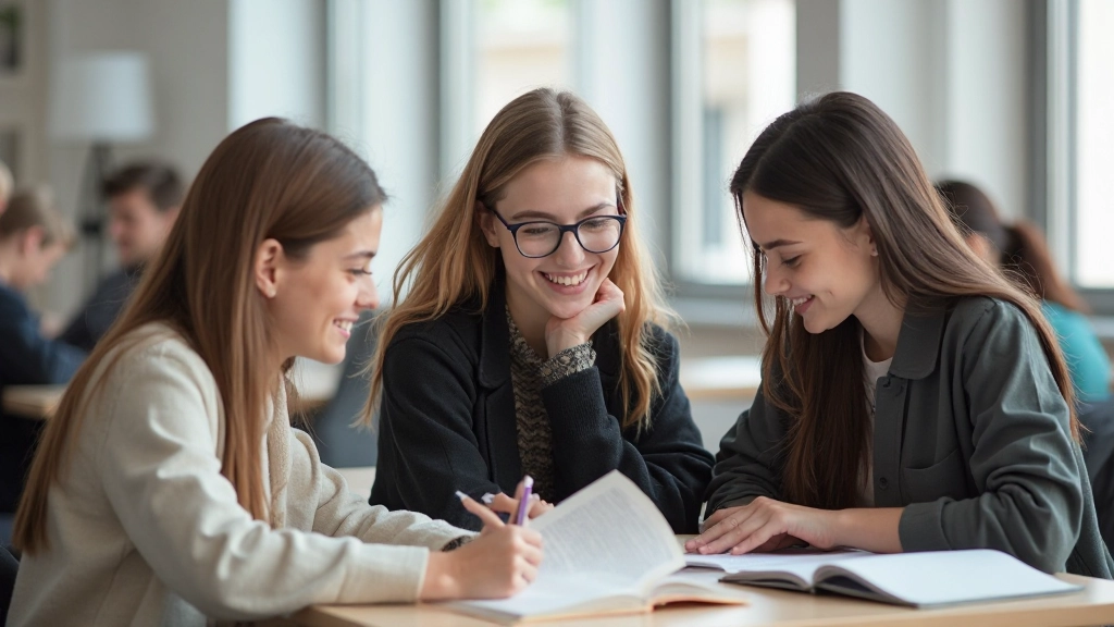 Группа студентов Казахстана вместе изучает материал, применяя современные методики запоминания