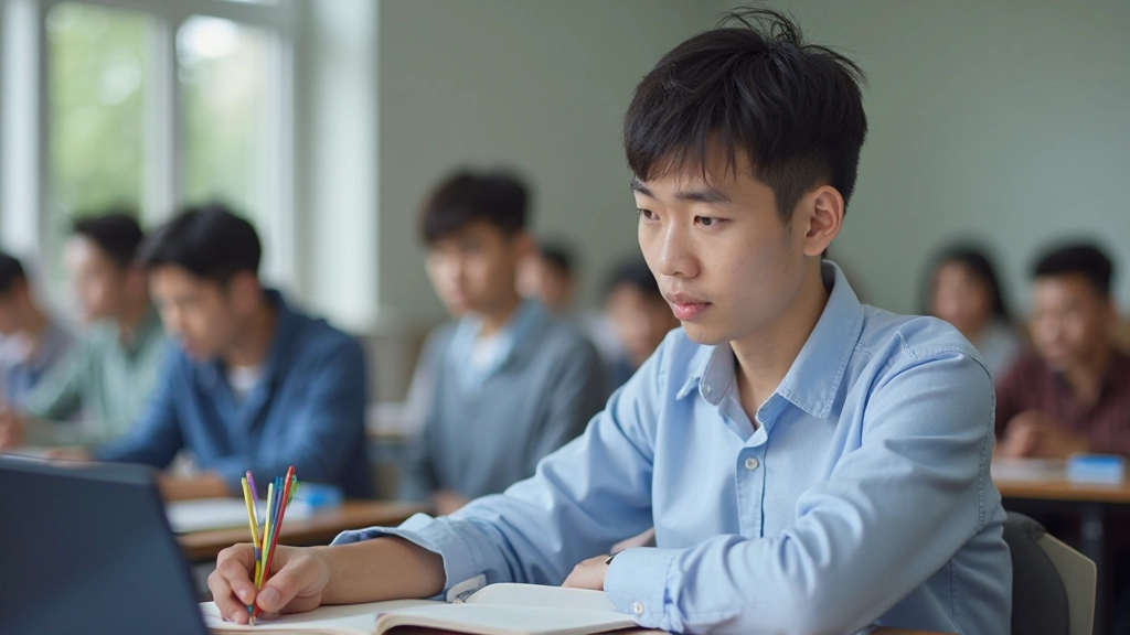 Студент активно ведет конспекты на лекции в современной аудитории