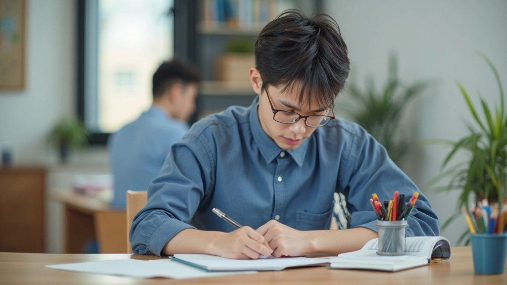 Студент активно занимается обучением с использованием инновационных методик запоминания